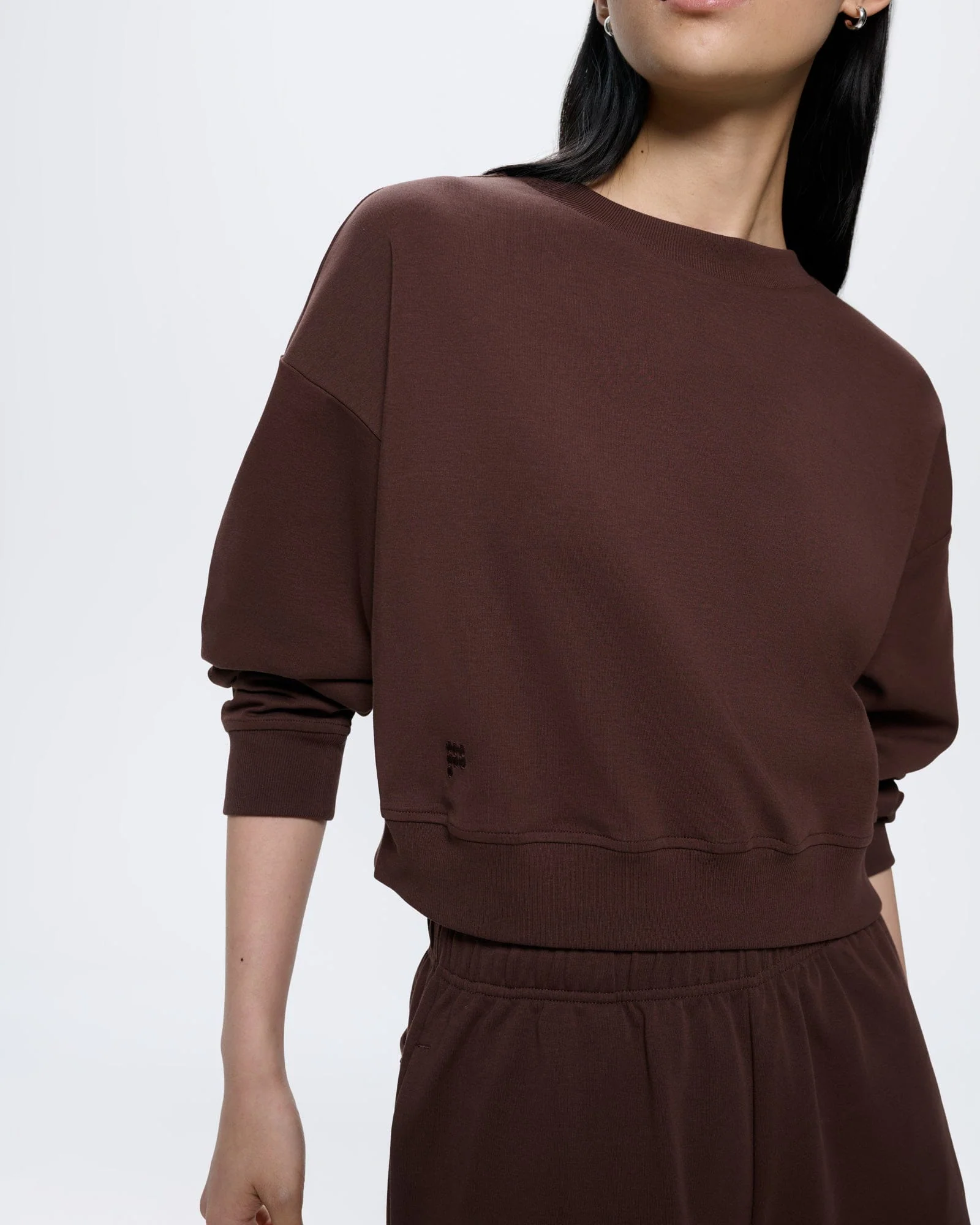 Womens Cropped Sweatshirt—Mahogany Brown - Image 4