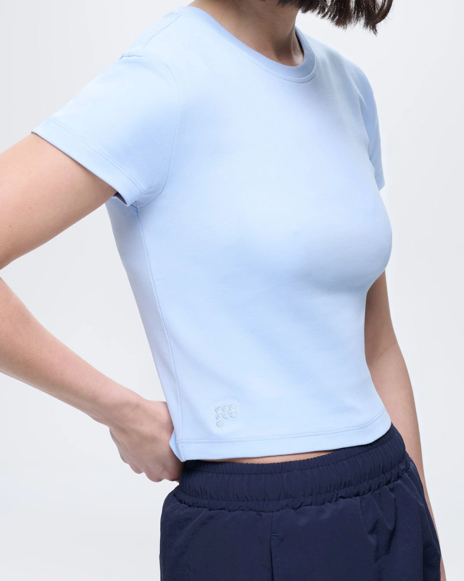 Womens Cropped T-Shirt—Wildflower Blue - Image 4