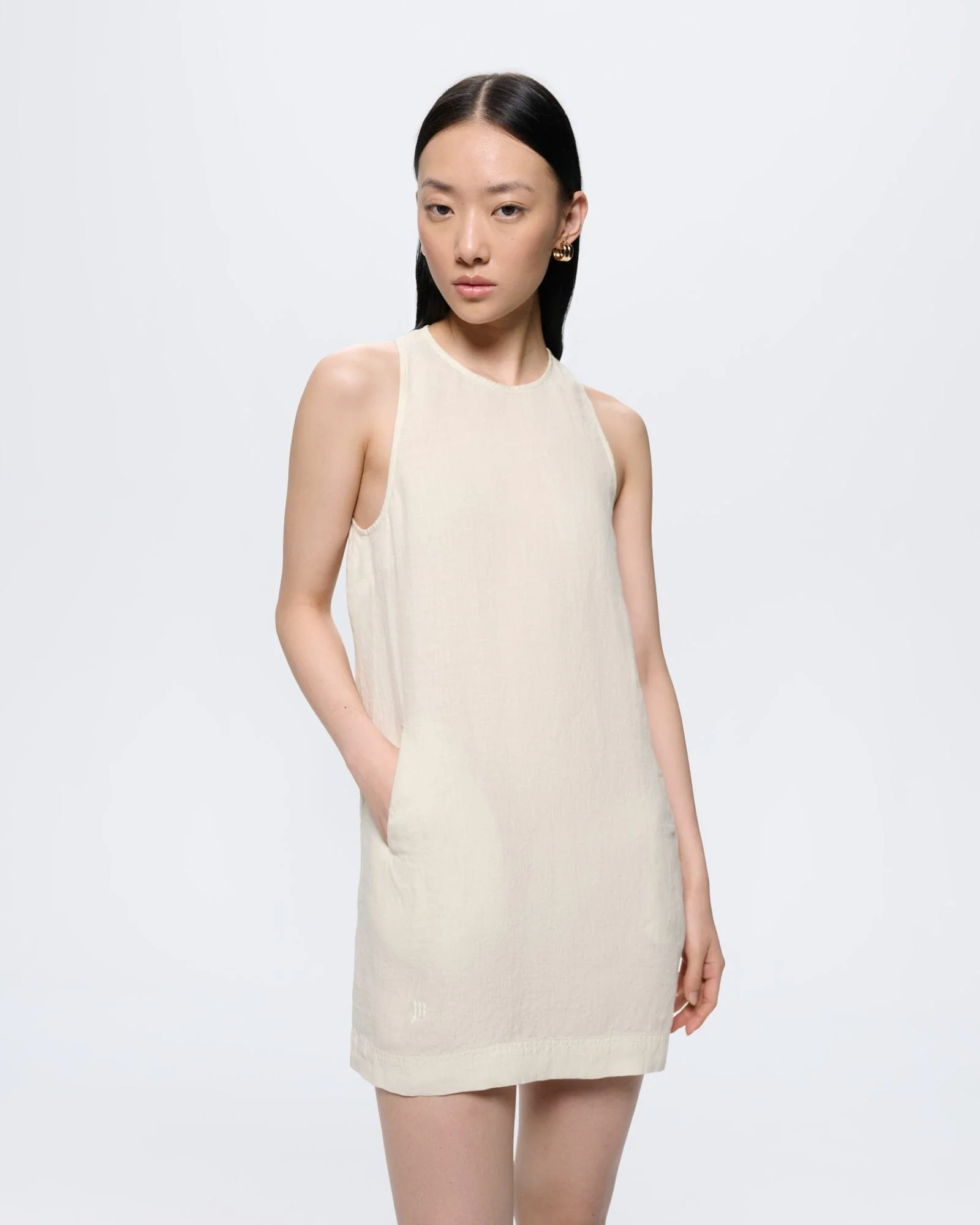 Womens Linen Dress—Bone White - Image 3