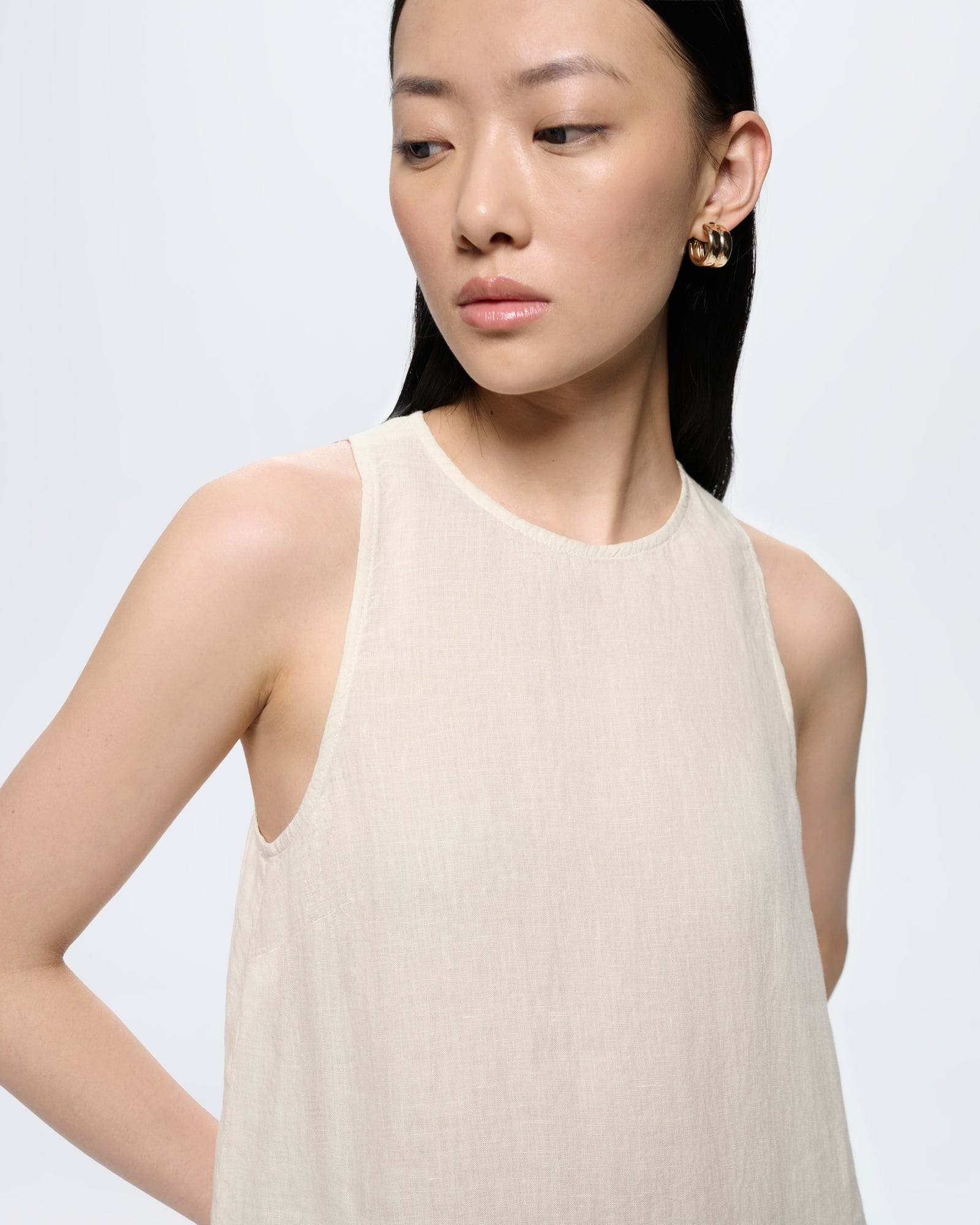 Womens Linen Dress—Bone White - Image 4