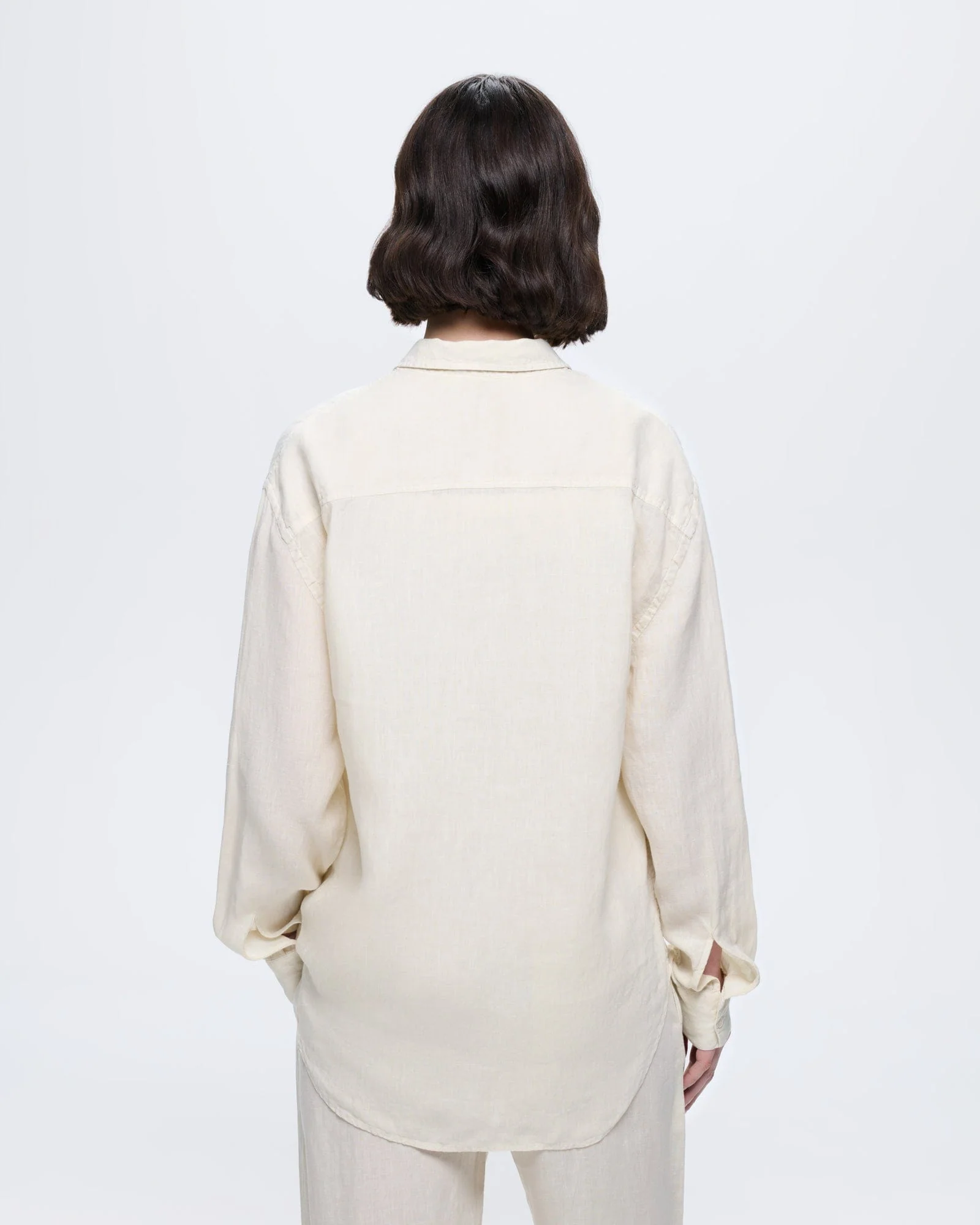 Womens Linen Overshirt—Bone White - Image 5