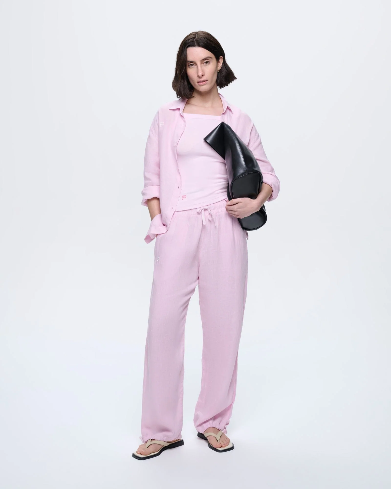 Womens Linen Overshirt—Light Lilac - Image 3
