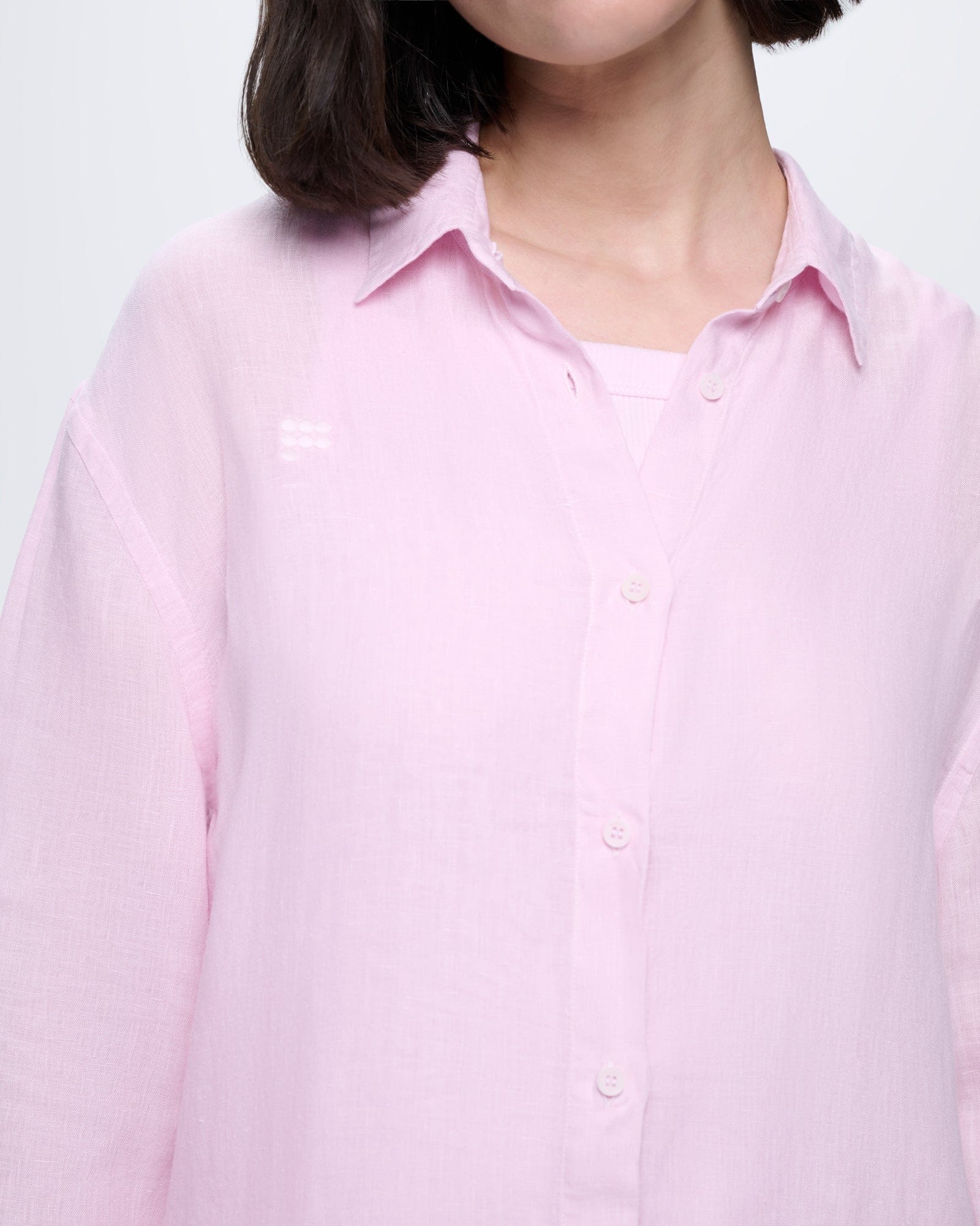 Womens Linen Overshirt—Light Lilac - Image 4