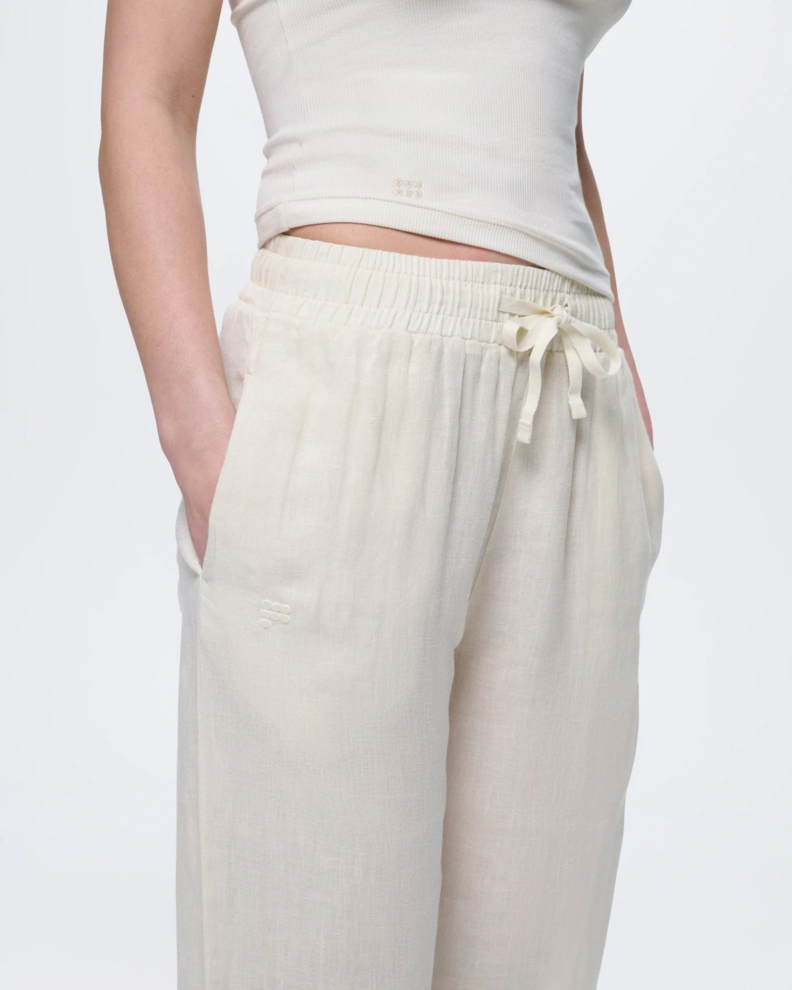 Womens Linen Trousers—Bone White - Image 4