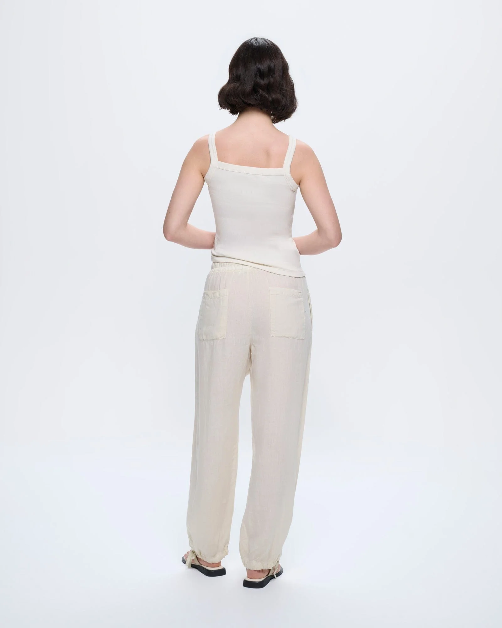 Womens Linen Trousers—Bone White - Image 5