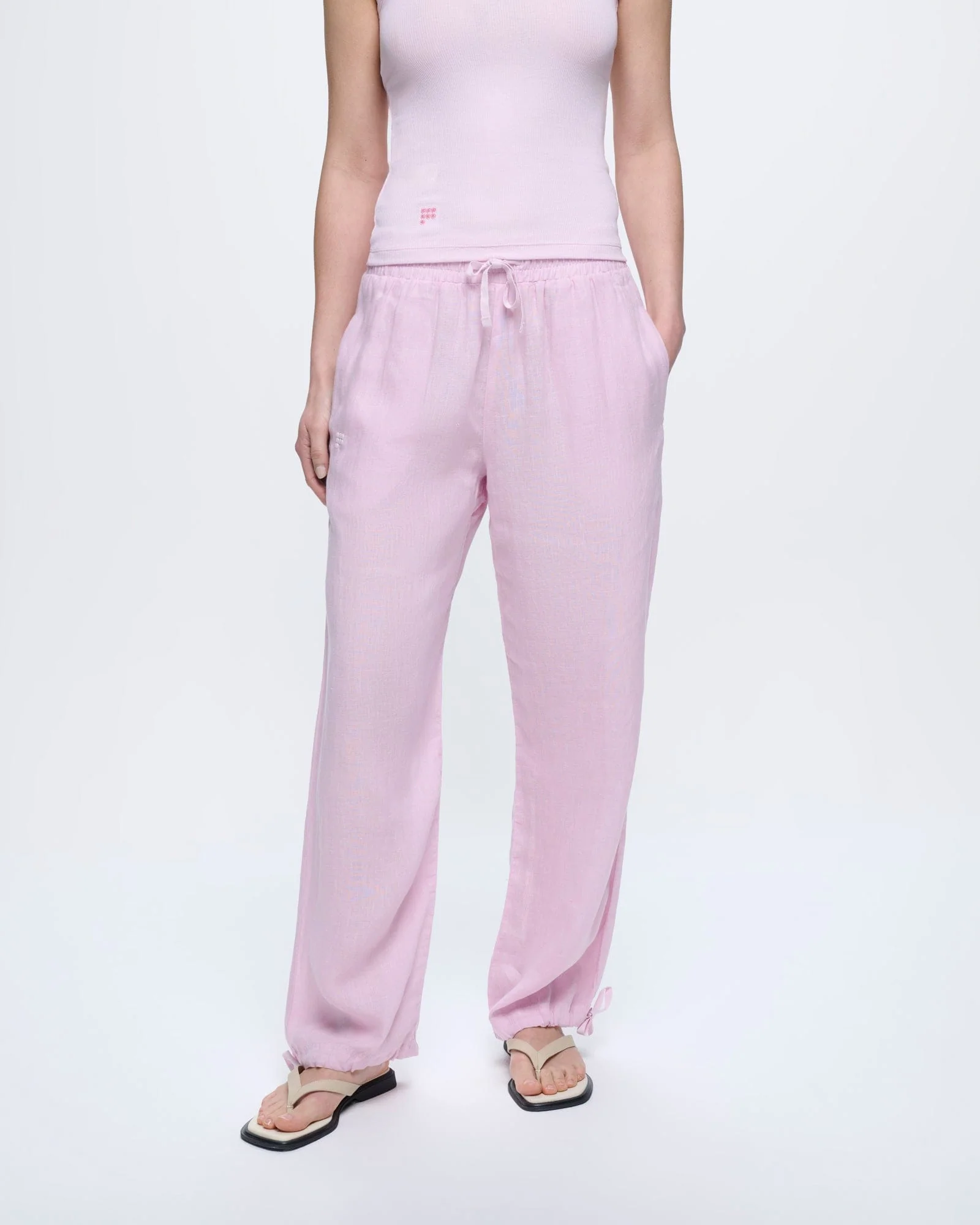 Womens Linen Trousers—Light Lilac - Image 3