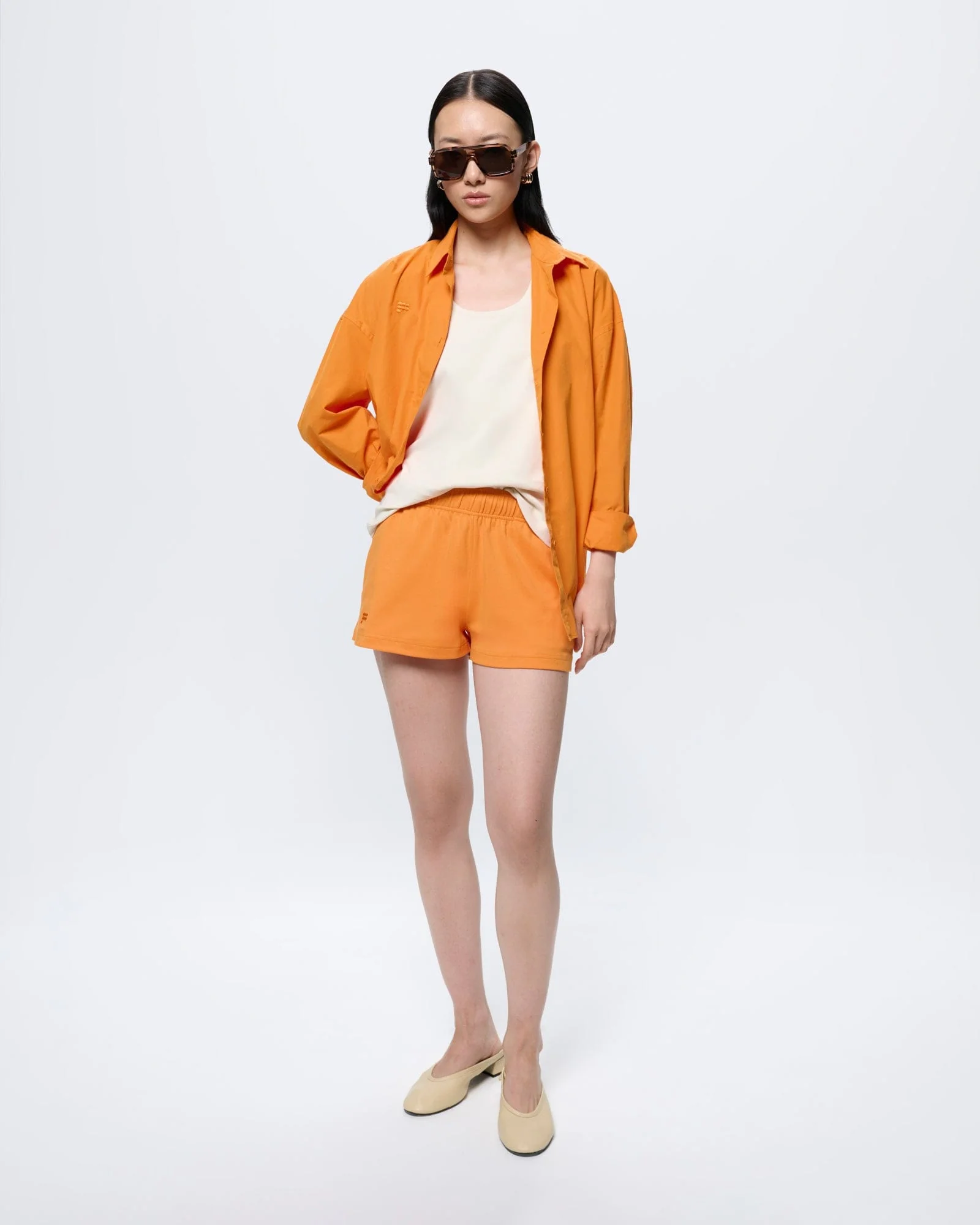 Womens Cotton Shorts—Saffron Orange