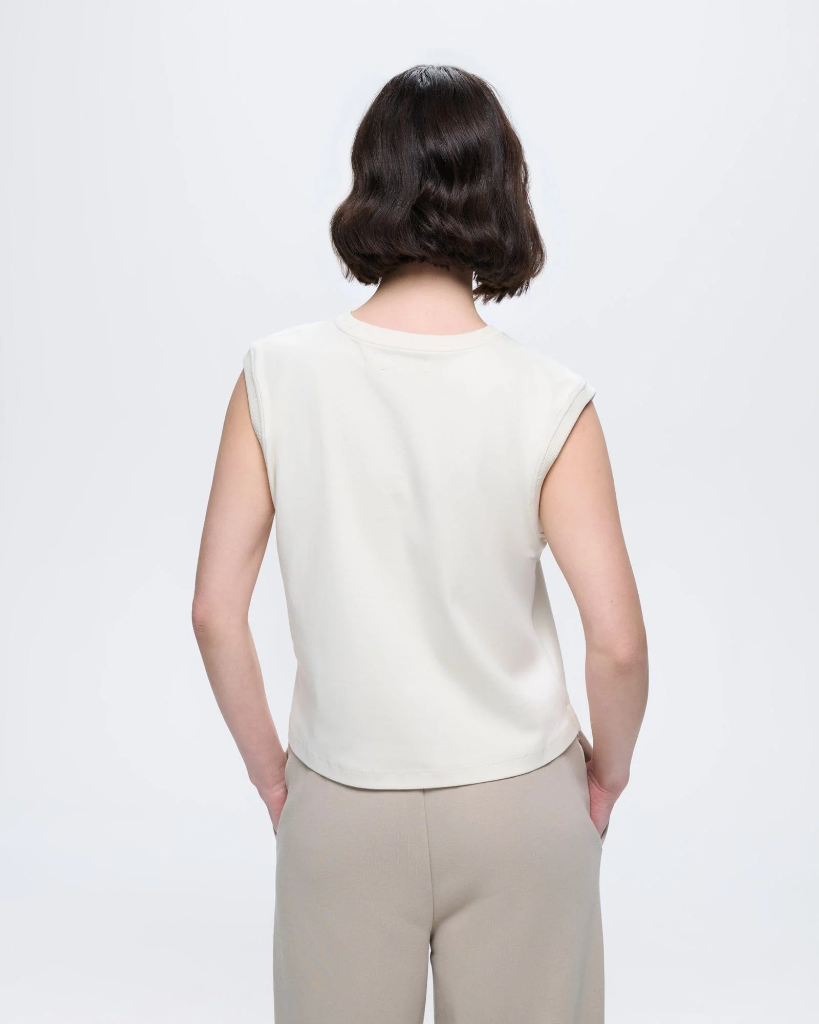 Womens Sleeveless T-Shirt—Bone White - Image 5