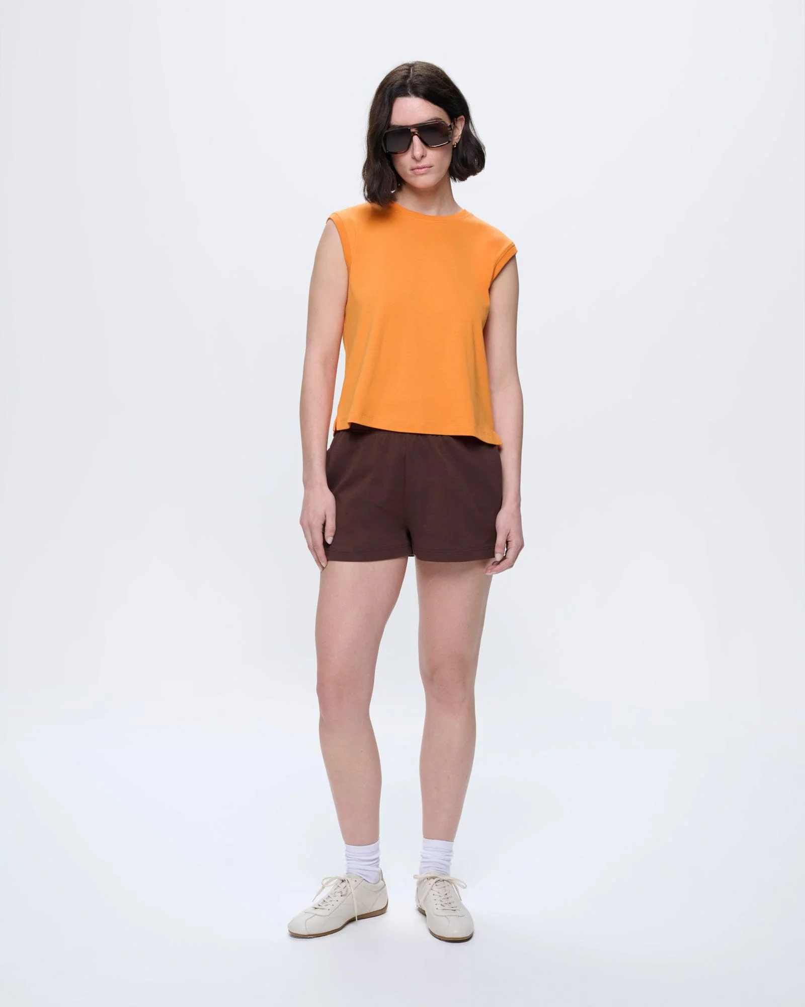 Womens Sleeveless T-Shirt—Saffron Orange - Image 3