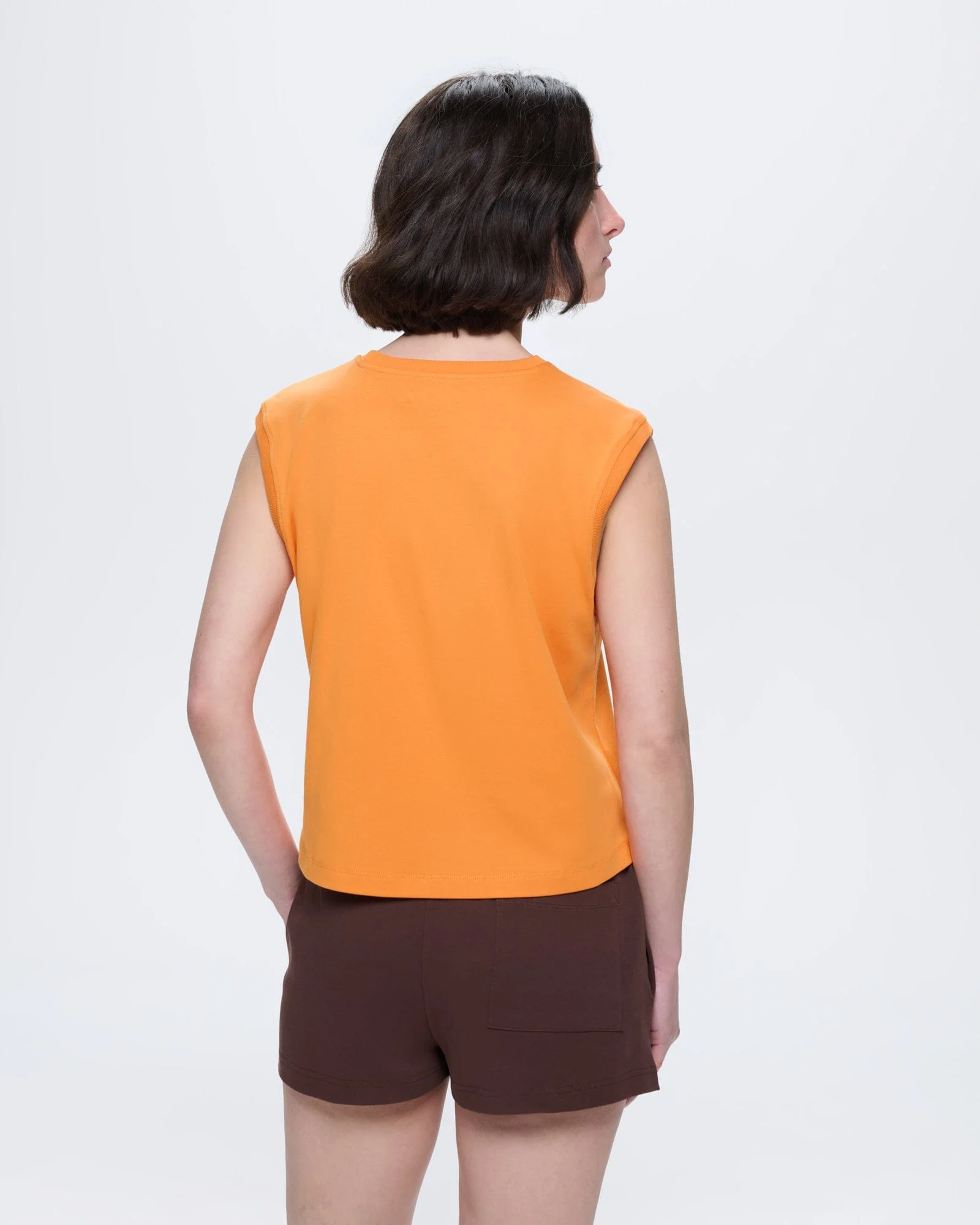 Womens Sleeveless T-Shirt—Saffron Orange - Image 6