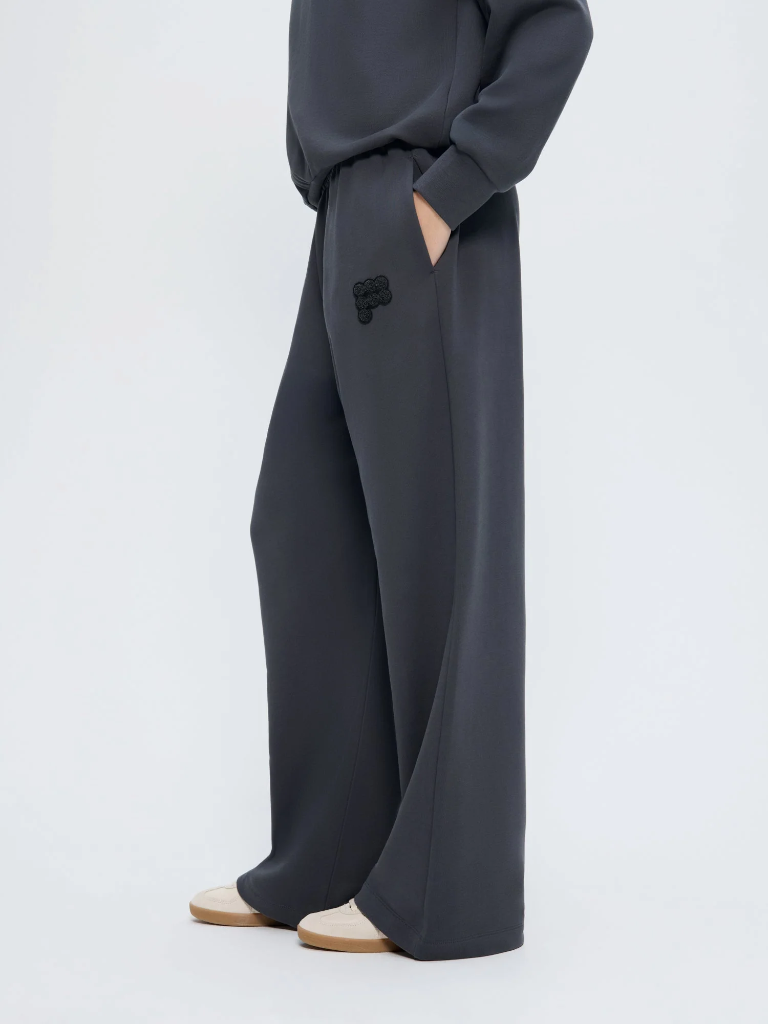 Womens Straight Leg Track Pants—Smoked Black - Image 4
