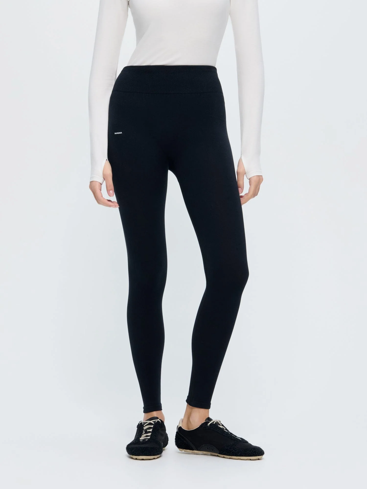 Womens Cotton-Stretch Leggings—black - Image 3
