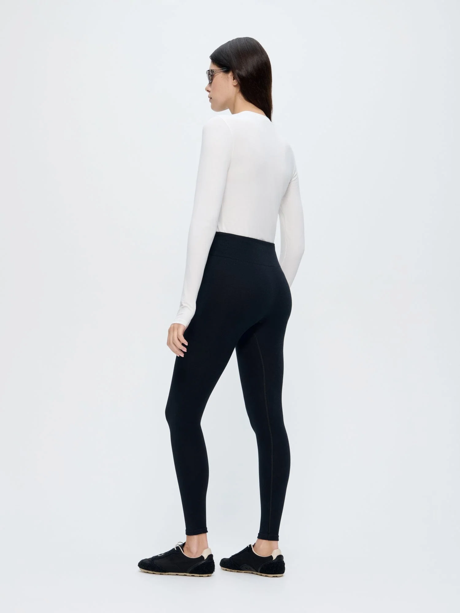Womens Cotton-Stretch Leggings—black - Image 5