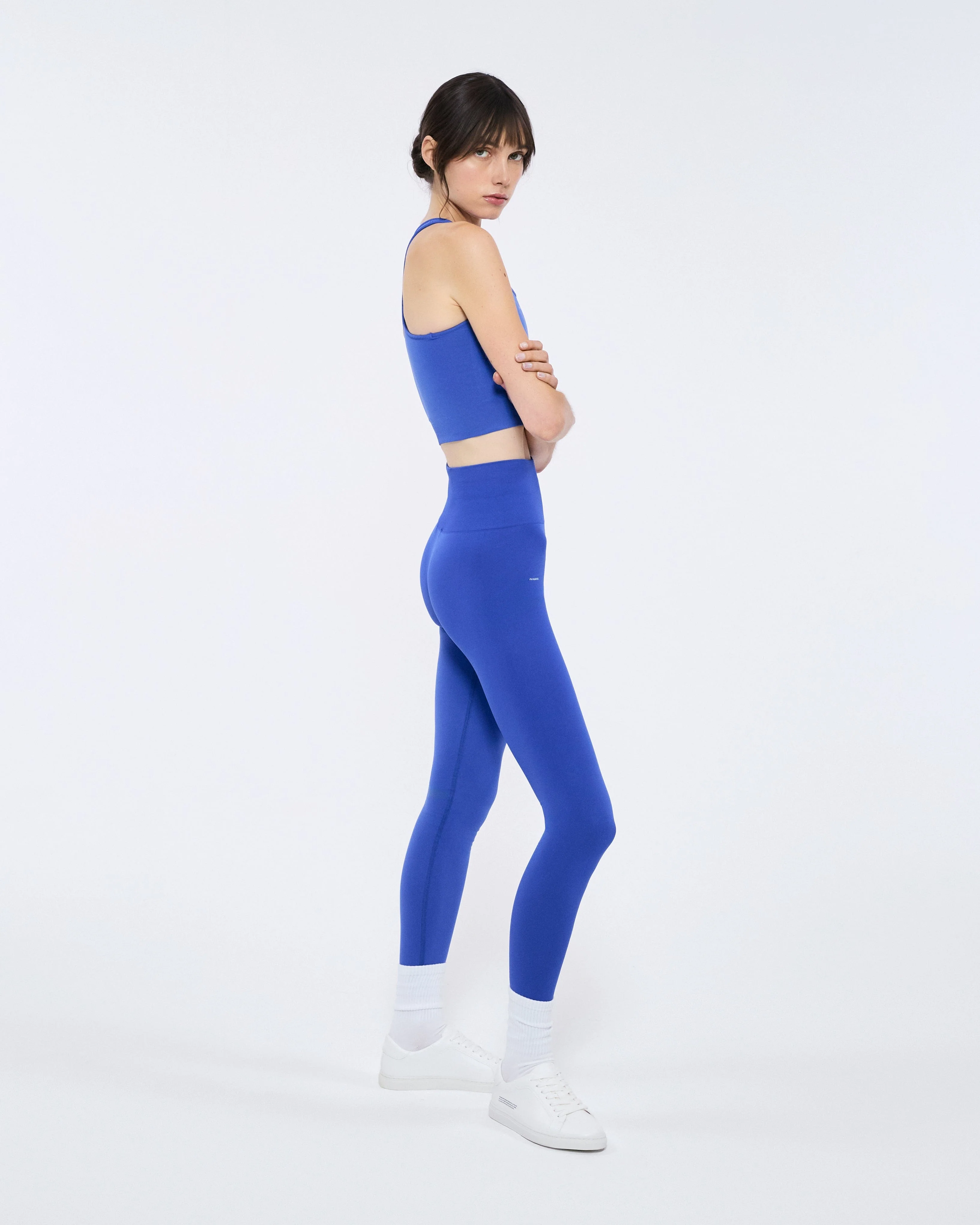 Womens 99% Bio-Based Compressive Leggings—Gaia Blue - Image 7
