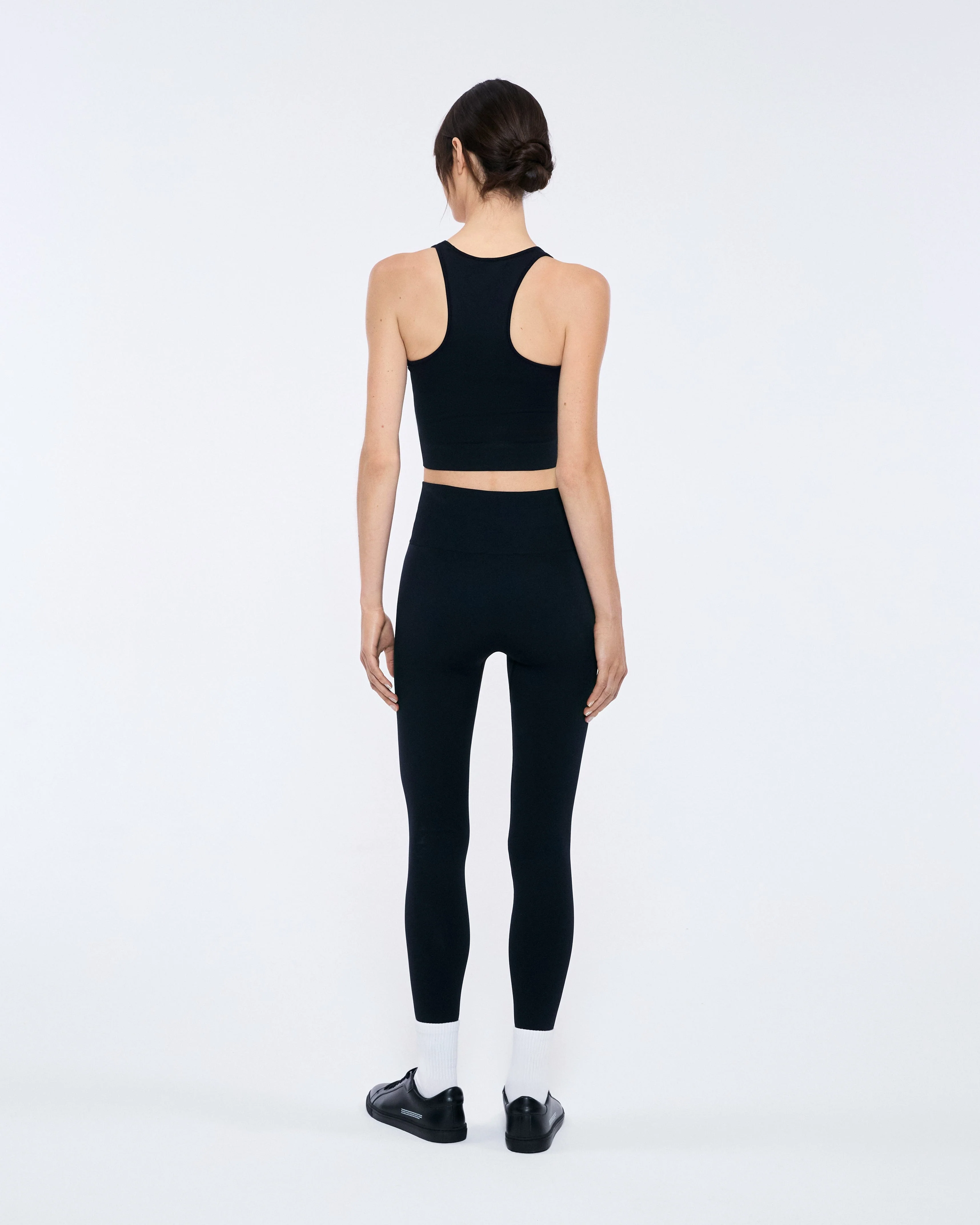 Womens 99% Bio-Based Compressive Ribbed Tank Top—Black - Image 6
