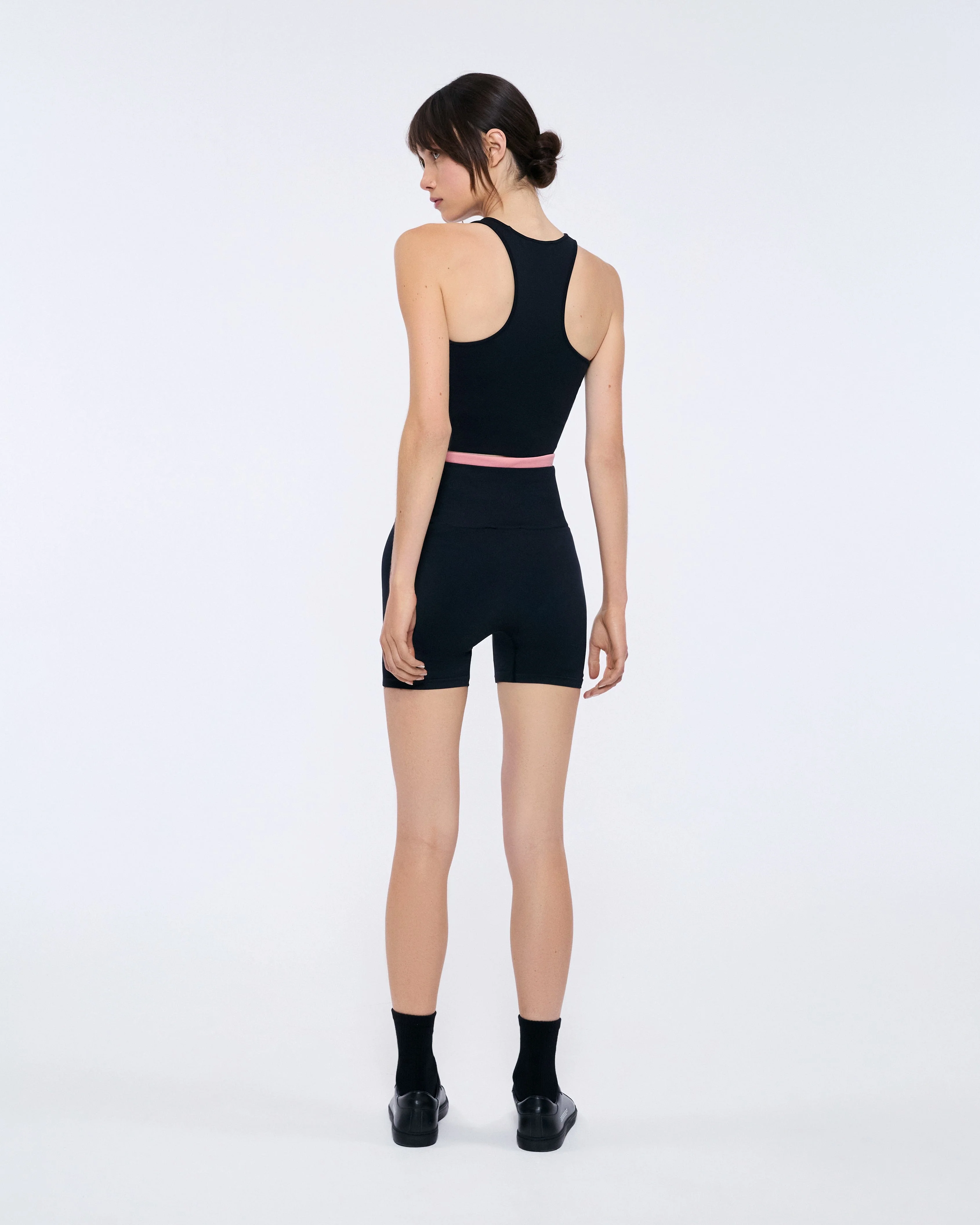 Womens 99% Bio-Based Compressive Shorts—Black - Image 3