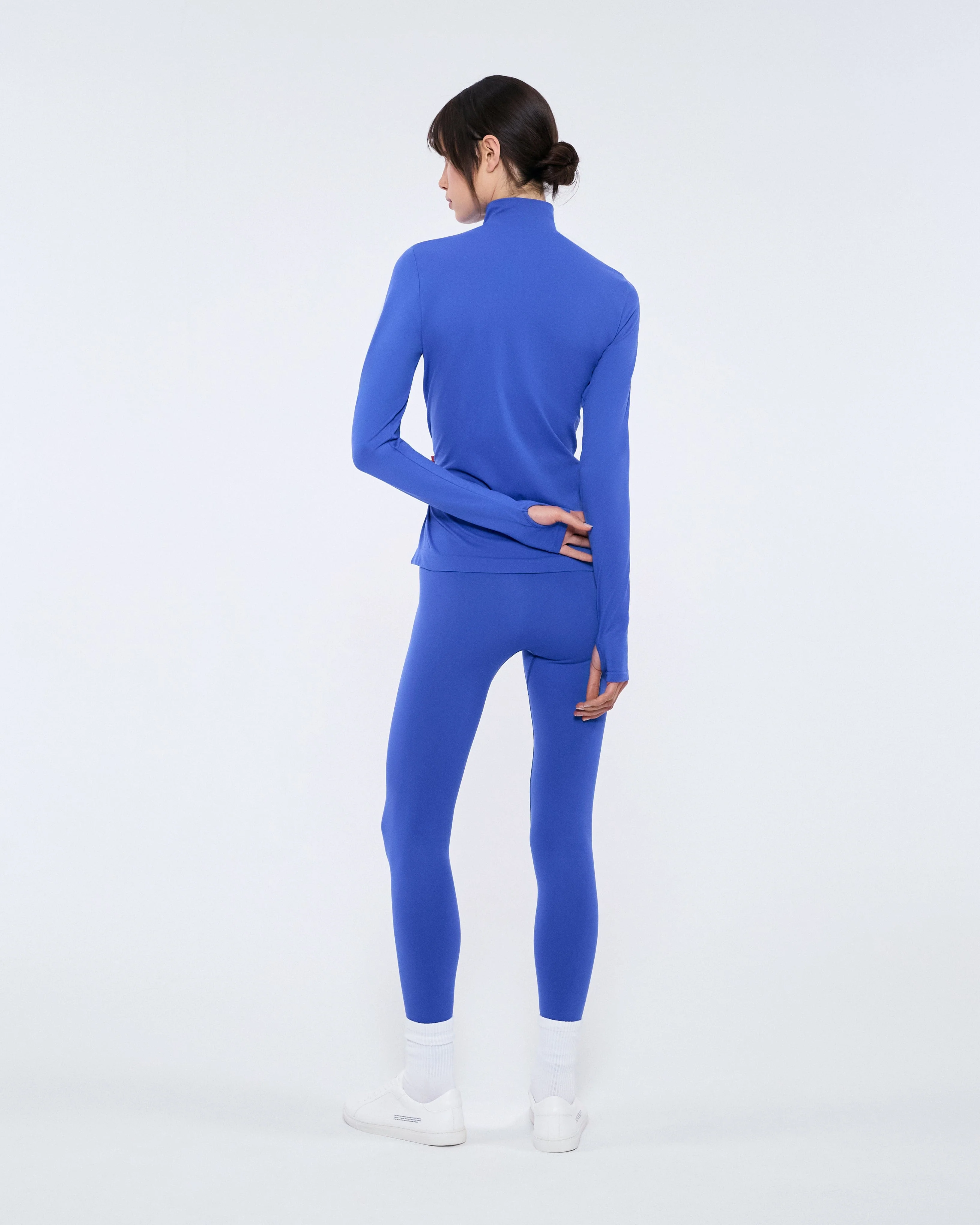 Womens 99% Bio-Based Zipped Long Sleeve Top—Gaia Blue - Image 5